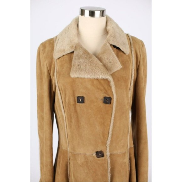 $6,500 Loro Piana Suede Shearling- Fur Lined Overcoat Size 46 Brown NEW - Picture 2 of 7